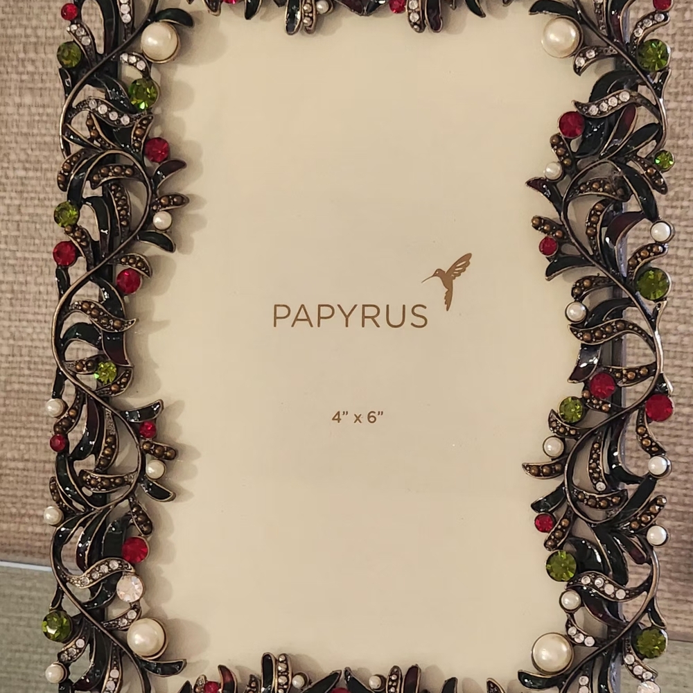 Papyrus Frame with Red and Green Jewel Accents